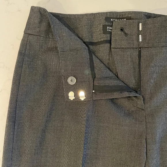 Jones NY Collection Stretch Wide Leg Mid Rise Poly Blend Pants Black Grey Sz 4 - Picture 7 of 13